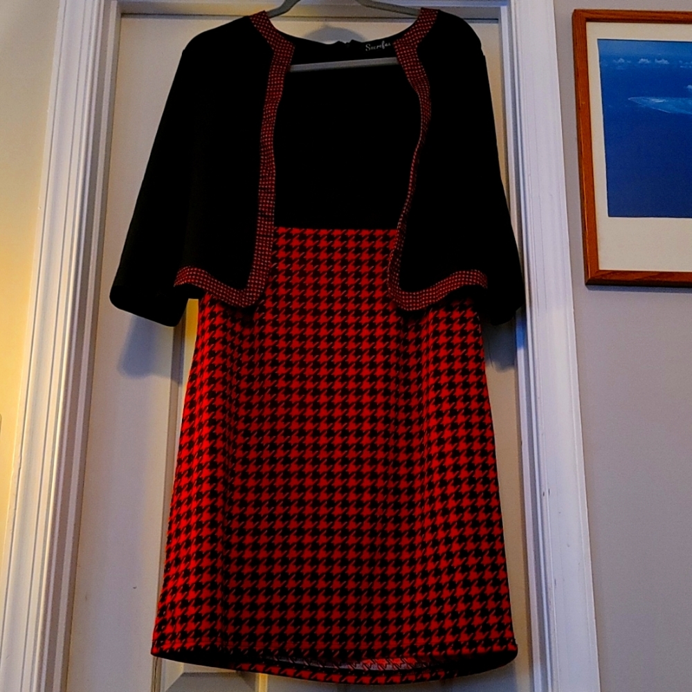 Black and Red faux 2 piece dress